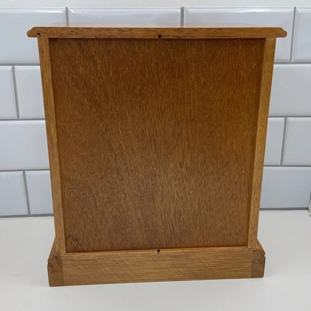 Vintage Wood Jewelry Armoire Chest Box Organizer 11.25x9.75x5.5in
